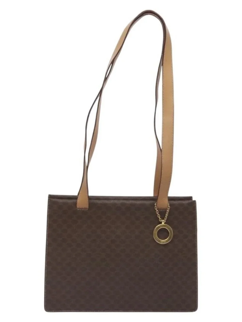 Authentic CELINE Macadam Canvas Shoulder Bag PVC Brown Gold - Picture 5 of 16